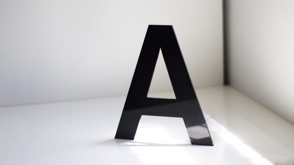 Letter A in the corner of a room
