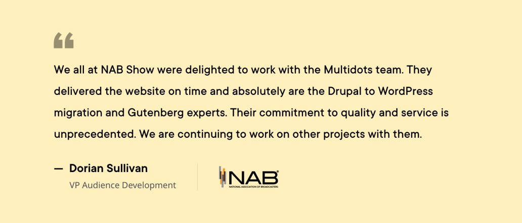 Multidots client testimonial