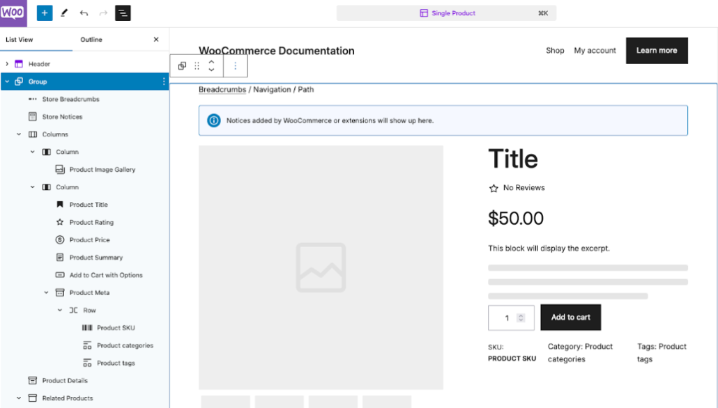 WordPress VIP’s WooCommerce product hub showing how you can build your store using drag-and-drop components.