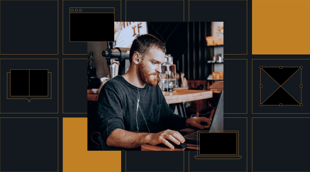 Image of man at computer.