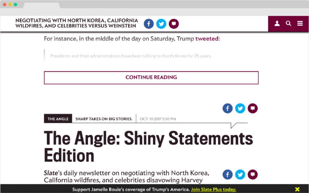 Slate's infinite scroll feature.